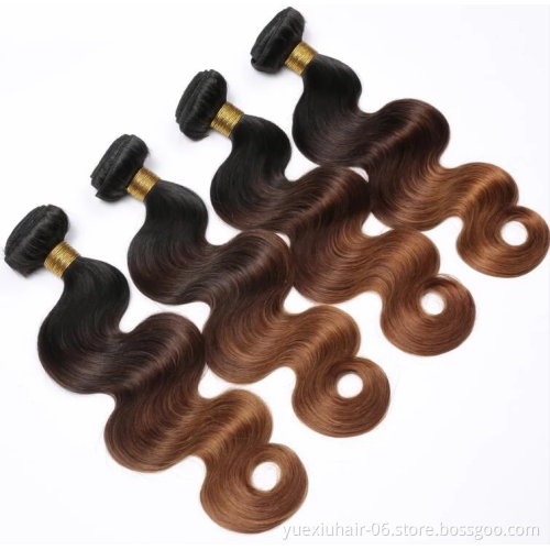 T1b/4/30  T1b/4/27 Ombre Body Wave Bundles 3 Tone Human Hair Weave Bundles With Closure